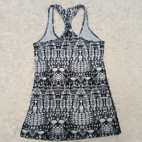 Lululemon Women's Black Lace Pattern Tank Top Cool Racerback Athletic Yoga Worko - Picture 6 of 7
